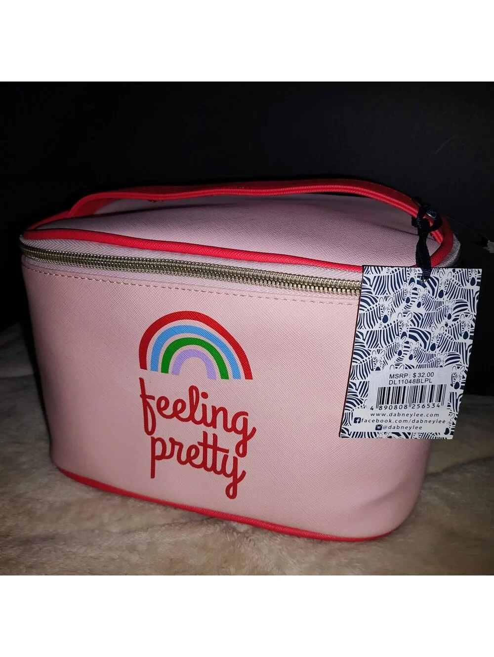 NWT Dabney Lee Pink On Pink / Rainbow Makeup Cosmetic Bag 